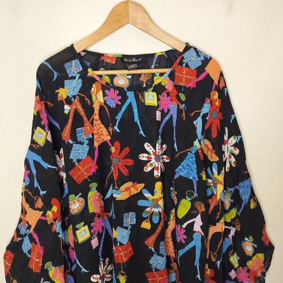 Ashley Stewart Blouse Shopping Purses Floral Sequins Beaded - Picture 2 of 10